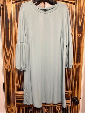 As U Wish Sage Green Long Sleeve Swing Dress